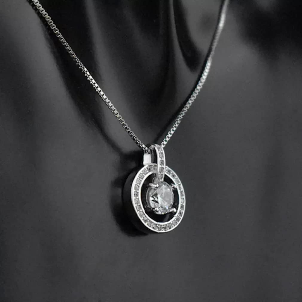 925 Collana a Pendente zircone Rotonda in Argento Sterling coglile abbaglianti con Gocce di Strass per Donne Gioielli