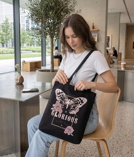 Image of Canvas Tote Bag with Zipper for Women| Inside Pocket | Cotton College Shoulder Bag | Stylish Travel Sling & Handbag for Daily Use | Cotton Canvas Fabric