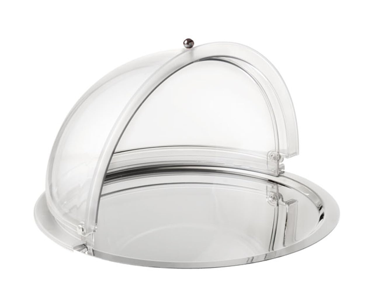 APS 09080 Rolltop set 2 parti di Ø 38 centimetri, H: 24cm, Ø 38 centimetri Acciaio inossidabile - Vassoio Rolltophaube cristallino (18388), antiscivolo fissaggio del coperchio