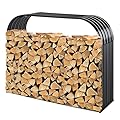 Leomru Heavy Duty Firewood Storage Shed, Galvanized Steel Firewood Rack Holder Wood Shed, Indoor Outdoor Log Rack Fireplace Fire Pits Wood Pile Storage Holder Lumber Rack (Trio)