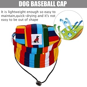Winomo round brim pet cap stripe pet dog mesh porous sun cap with ear holes for small dogs m2   cucciolini doodles