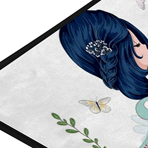 Tapis de cuisine antidérapant en polyester fleurs papillons 100x50 cm