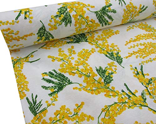 Confección Saymi Metraje 0,50 MTS Tejido loneta Estampada Ref. Mimosa Amarilla, Doble Ancho 2,80 MTS.