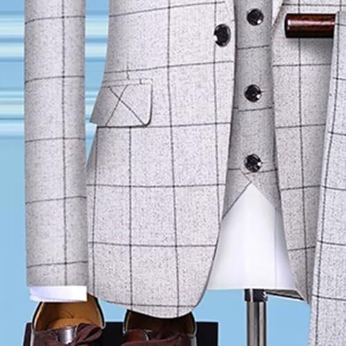 Men's 3 Piece Plaid Suit Check Single Breasted One Button Blazer Set Vintage Formal Dress Party Jacket Vest Pants4