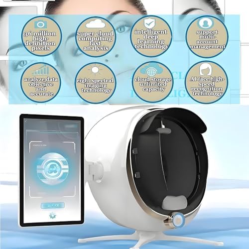 AI Skin Analyzer Machine - 3D Facial Analysis with 8 Spectra, 5 Dimensions & 14 Indicators for Skin Problem Detection - Multilingual Support - 21.5" Black
