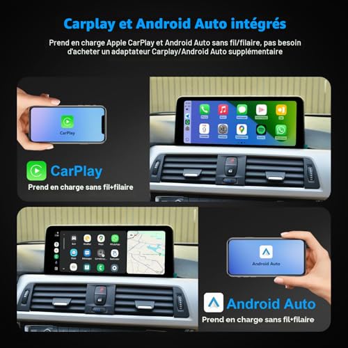 Écran Linux BMW F30 F31 compatible CarPlay iOS 26 et Android Auto intégré