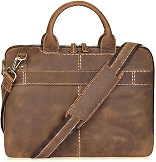 Jack&Chris New 14" Men's Lawyer Briefcase Laptop Bag Leather Messenger Bag (MB004B)
