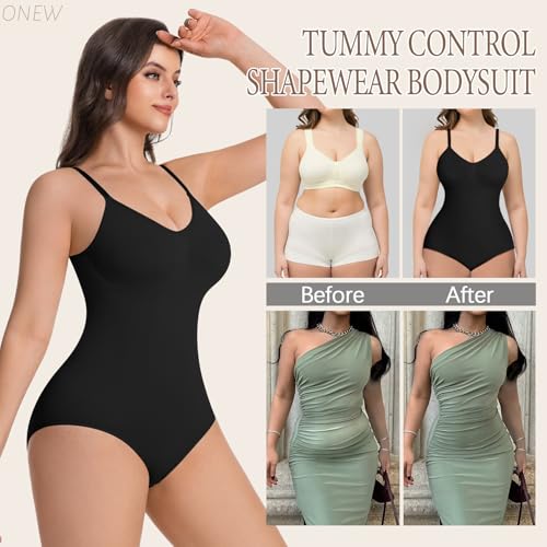 Image of ONEW Womens' Waist Trainer Seamless Bodysuit For Women Tummy Control Shapewear Bodysuit