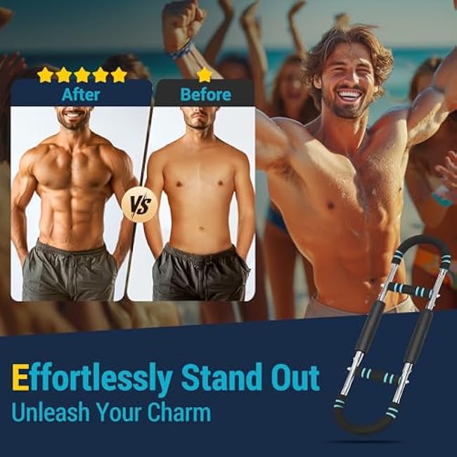 Twister Arm Trainer, Adjustable 30-100lb Resistance, Portable Chest & Arm Exerciser, Forearm Strengthener, Home Fitness Equipment