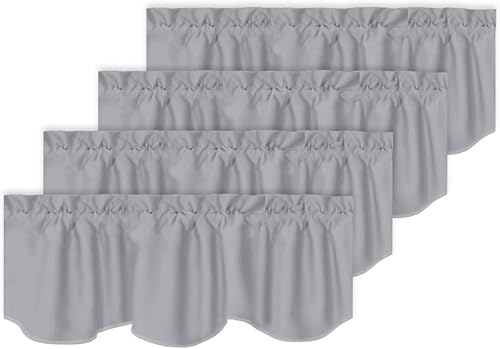 Miniatura 11 de Turquoize Cenefas de cortina opacas sólidas con bolsillo para barra festoneadas, paneles de cortina pequeños para ventana de