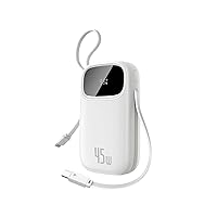 Baseus Powerbank 45W 20000mAh con 2 Cavi USB-C Integrati, Ricarica Rapida Power Bank PD3,0 QC4,0