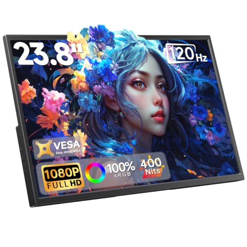 Image of Large Portable Monitor 23.8inch FHD 1080P 120Hz USB-C Monitor, HDMI Laptop Screen Extender, Monitor portatil for Laptop