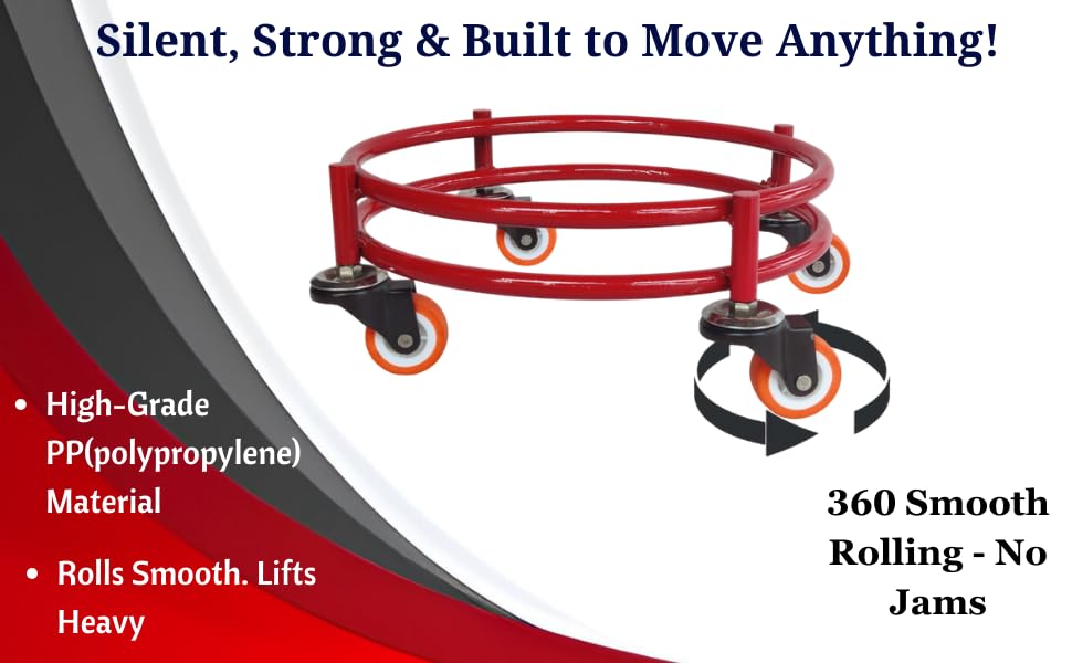 Image of BIRDWING Red Heavy Wheel Metal Gas Cylinder Trolley with Wheel |Lpg Cylinder Stand Gas Cylinder Trolley |LPG Gas Cylinder Trolley with 4 White Prime Wheels,