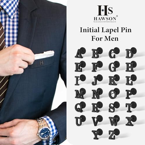 HAWSON Initial Lapel Pin for Men & Women, Brooch Pins for Mens Suits, Black Tie Tacks Button Pins by HAWSON - Used condition - Image 3