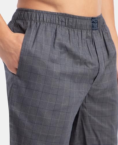 Image of Jockey HG18 Men's Tencel Lyocell Cotton Checkered Boxer Shorts with Side Pockets Navy XL