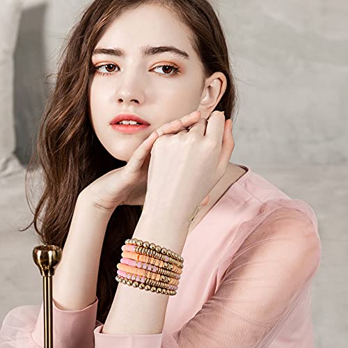 image for GOOJIDS Surfer Heishi Clay Bead Bracelets for Women Bohemian Stackable