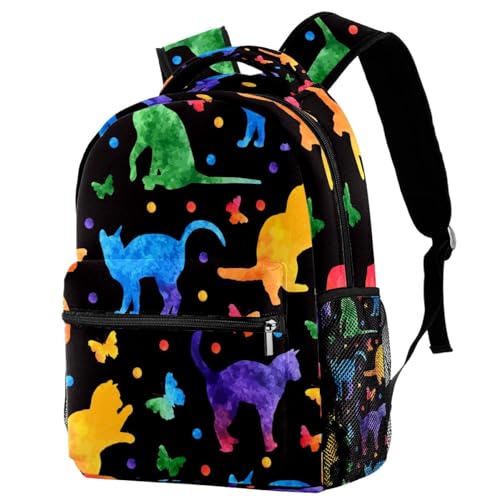 Sac à dos d'école pour soulager le dos des ados avec motif chat coloré à pois