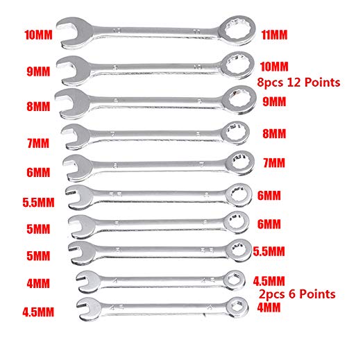 Max Torque 10-teiliges Ringmaulschlüssel-Set Aus Chrom-Vanadium-Stahl – Metrisch 6-19 Mm – Mit Praktischem Aufbewahrungs-Rack