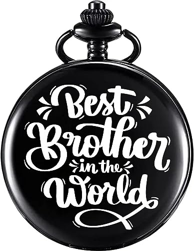 Image of Vintage Gandhi Style Pocket Watch with Engraved Designs & Messages Royal Black Analog for Men Women & Kids Includes Key Ring for car or Bike Keys Ideal Gift
