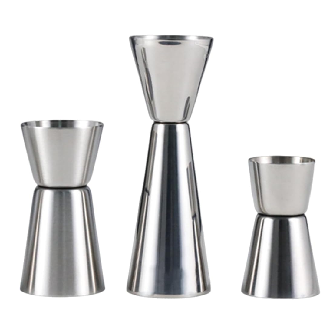 Dosatore Misurino Doppio per Cocktail, 3 Pezzi, Misurino per Bevande Barista, Misurino in Acciaio Inox a Doppia Spirito Jigger Misura Cup, Per Bar, Discoteche, Feste, 15/30 ml, 25/50 ml, 30/60 ml
