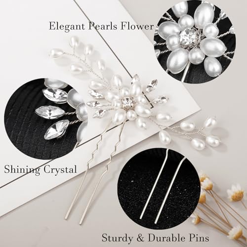 5 pieces wedding hair accessories pearl crystal rhinestone hair comb hair pins for brides bridesmaids women girls silver gold