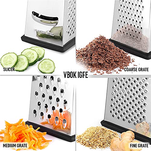 Foto von Vierkantreibe Edelstahl,4-seitige Reibe,extra scharfen Reiben und Bequemer Griff für Obst, Gemüse,Käse, spülmaschinengeeignet,spülmaschinengeeignet