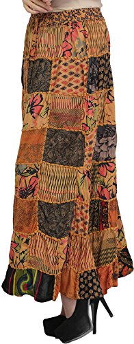 Exotic India STG87--BEIGE Long Printed Dori Skirt From Gujarat thumb #2