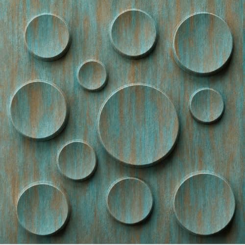 Image of Kayra Decor 3D PVC Wall Panels for Bedroom & Living Room | Moon Design | Rustic Wood Color | 19.7 x 19.7 Inch | Pack of 12 | 32.28 Sq Ft