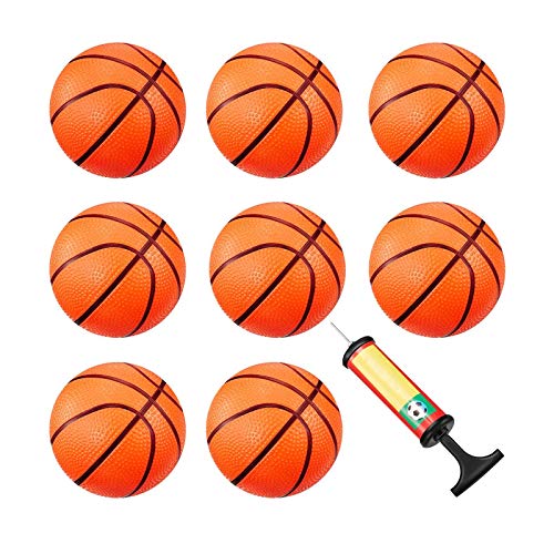 JIAOAOO 8 minipelotas de baloncesto hinchables de 8 cm para niños, para natación, playa, deportes, fiestas, con bomba de aire (naranja) Cover