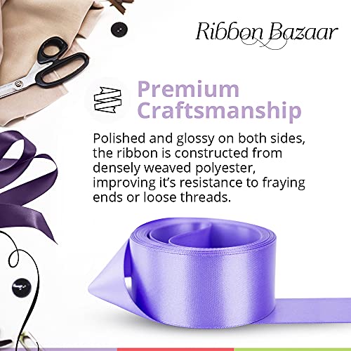 Image of Ribbon Bazaar Double Faced Satin - Premium Gloss Finish - 100% Polyester Ribbon for Gift Wrapping, Crafts, Scrapbooking, Hair Bow, Decorating & More - 4 inch Off White 25yd