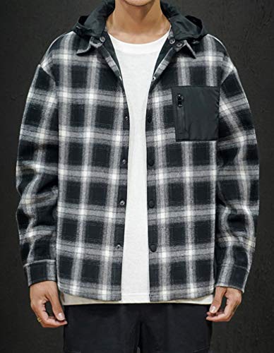 Image of Lavnis Men's Plaid Hooded Shirts Lightweight Shirt Jackets
