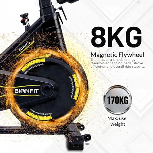 Image of BIONFIT Spin Z13 CycloneX Magnetic Exercise Bike for Home Gym, 170kg User Weight Capacity, Adjustable Resistance Indoor Cycling Bike, Heavy-Duty Spin Bike for Men & Women Fitness with LCD Monitor
