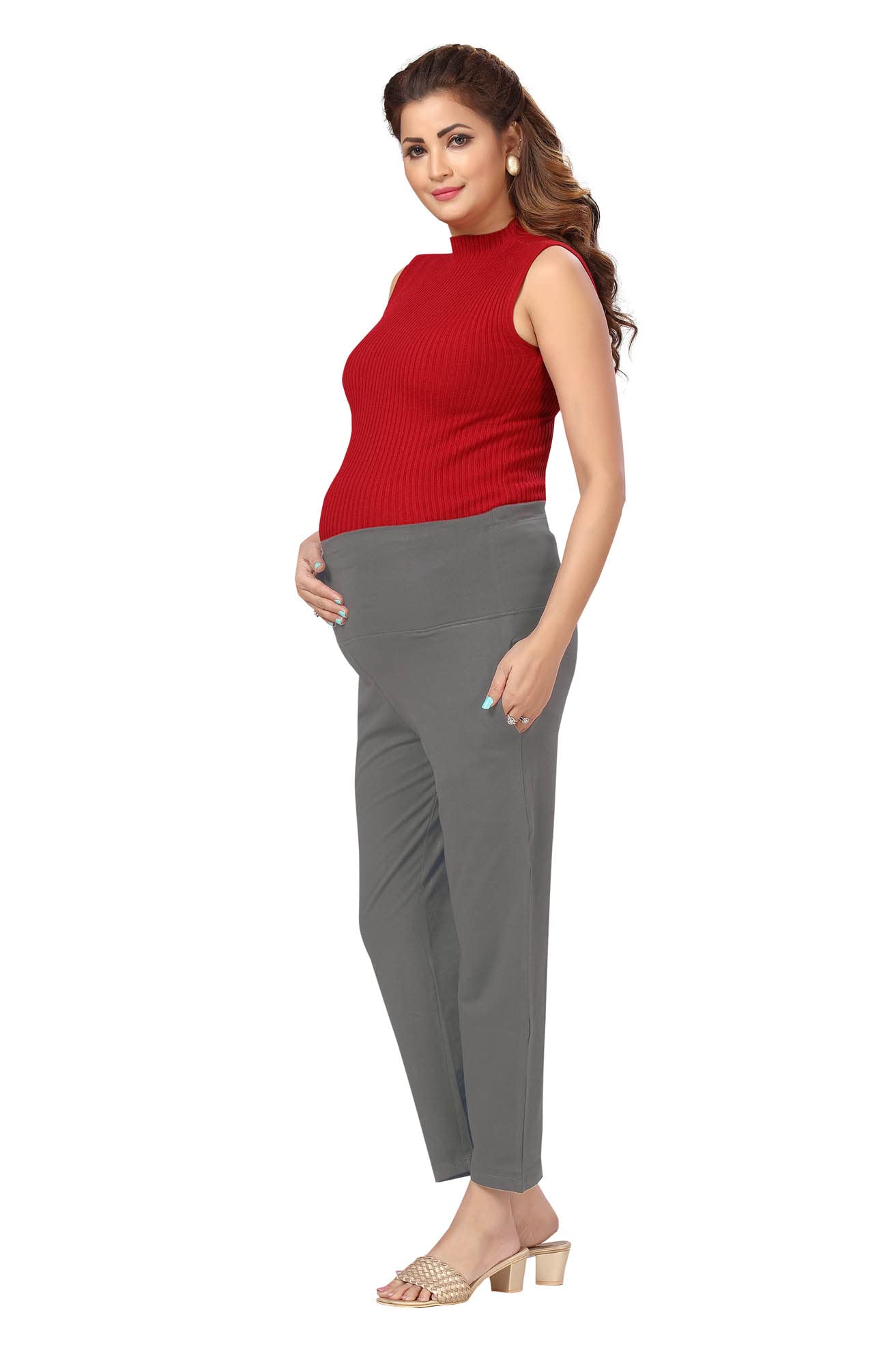 Easy Feed Women's Mid Rise Regular Fit Grey Pants Medium - Image 7 thumbnail
