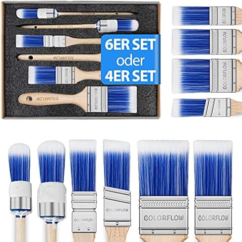 Colorflow® Malerpinsel Set 6-teilig - Perfekt abgestimmtes Pinselset für Maler - Lackpinsel für den Profi - Lackierpinsel für den anspruchsvollen Heimwerker Cover