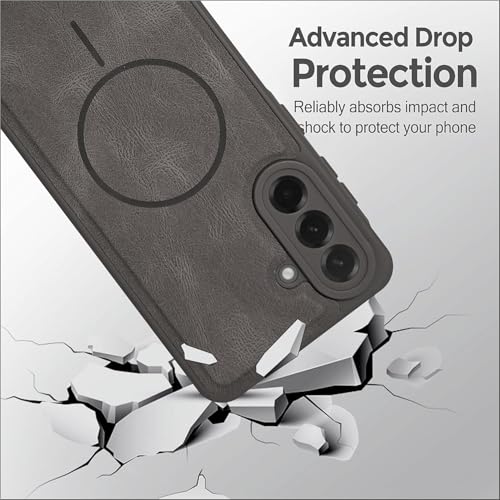 Image of SBMS Back Cover for Samsung Galaxy A57 5G | Ultra Slim Soft Rubberised Hard Case | Oil Feel Soft Leather Back | Mag-Safe Design (Mag-Safe Not Support) | Camera Protection Case for Sam A57 (Grey)