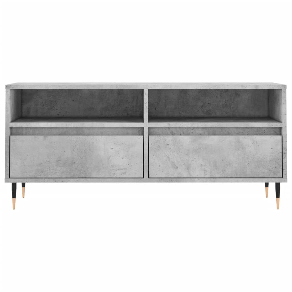 Mobile Porta TV Grigio Cemento in Legno Multistrato 100cm | Mobiletto basso per soggiorno e camera con 2 cassetti e gambe in ferro, ideale per organizzare DVD e decoder.
