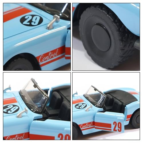 Image of SHAKTISM Die Cast Metal Toy Cars Set - 1:43 Scale Pull Back Action Cars with Open Doors, 4 Model Designs, Mini Vintage Car Collection for Kids Boys Girls, Gift Toy (SkyBlue Diecast Model)