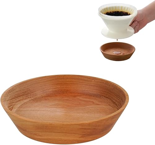 watchget V60 Bandeja de goteo – Taza dosificadora de granos de café de madera y bandeja de pesaje – Compatible con la mayoría de goteros de café –