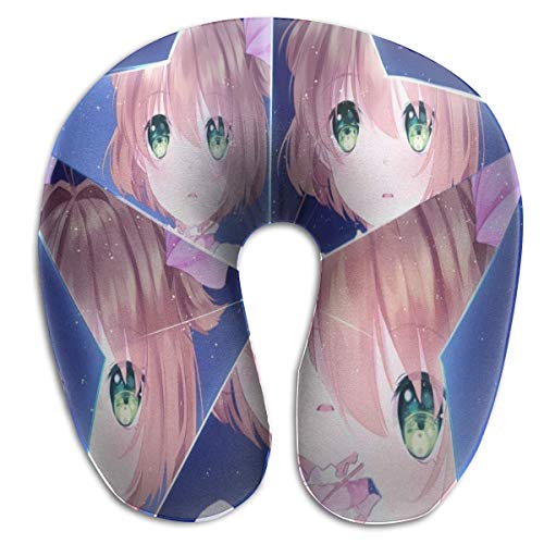 XCNGG Cardcaptor Sakura Almohadas en Forma de U Almohada de Viaje portátil para el Cuello Almohada de Viaje de Espuma viscoelástica Suave, cómoda y Transpirable para Soporte de Cabeza y Cuello