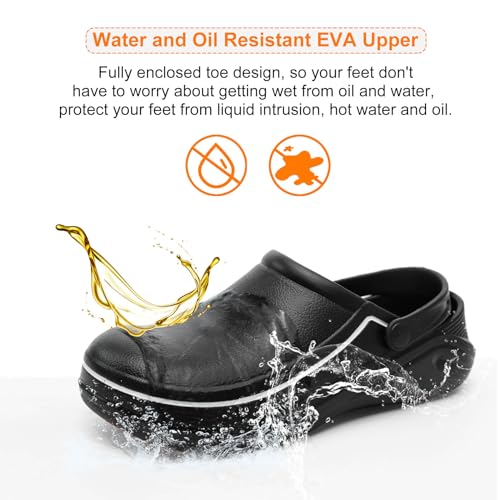 JSWEI Men's Unisex-Adult Kitchen Shoes - Nonslip Water Proof Work Shoes for Men, Women, Nurses, Gardeners, Indoor & Outdoor2