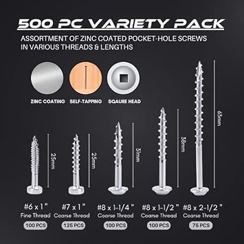 Massca Twin Pocket-Hole Jig Set + 500 Pocket-Hole Screws + (1) 11'' Locking Face Clamp