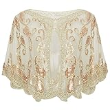 Dieser Chiffon und leichte Wickel mit blinkenden dekorativen Perlen kann perfekt mit Ihrem 1920er Flapper Outfit, auch charmant mit anderen Arten von Kleidern oder Pullover passen.