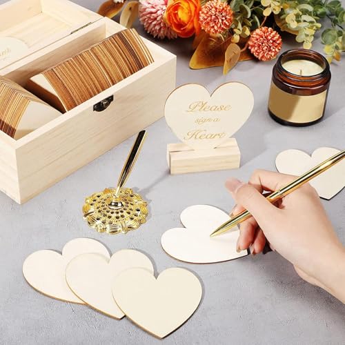 Libro de firmas de madera contra pérdida de dedicatorias en bodas con caja 6