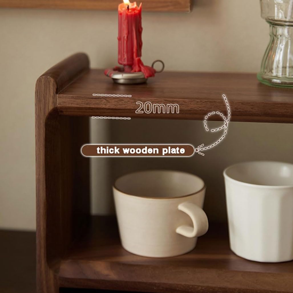 Espositore per tazze da caffè in legno massello di noce a 2 ripiani – Portabicchieri rustico per cucina, casa, ufficio e bar – Slish Sto Solut per tazze e tazze