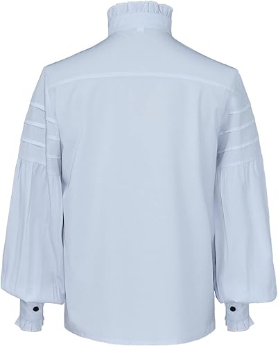 Vista 5 de FEOYA Camisas vikingas de loto gótico de pirata, steampunk, medieval, para Halloween, cosplay