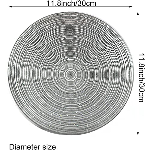 Round Glass Mirror Placemats Set Of 6, Washable Round Placemats For Kitchen Table 12 Inch Bling Mirrored Table Mats #TOP5