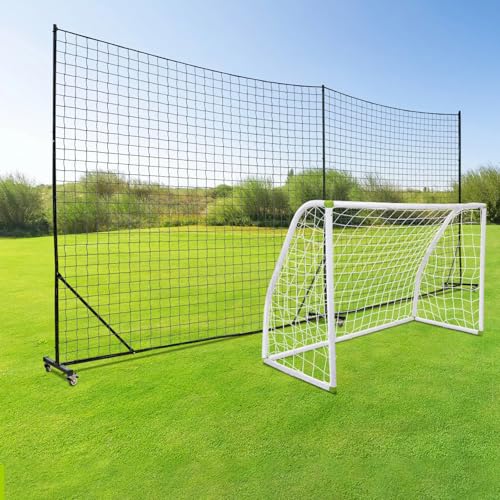 Backstop Nets Heavy Duty Ball Stop Net Soccer Sports Barrier Netting for Backyard Movable Backstop System with Posts Ball Containment Net (Movable-4 Inch Net, 20FT Wide)