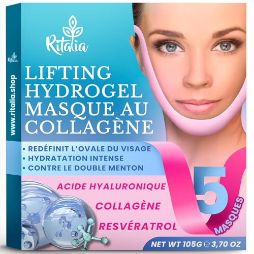 #rémunéré #Amazon<br>GAINE DOUBLE MENTON ® 5 Masque Visage Double Menton Femme avec Collagène et Acide Hyaluronique V-line Masque lifting visage réducteur