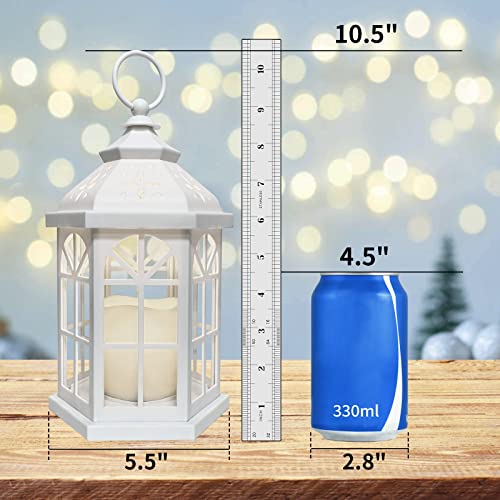 Decorative Candle Lanterns Flameless Battery-Operated With Timer Function, 10.5'' Indoor Outdoor Moroccan Hanging Plastic Rustic Lantern Decor For Home, Farmhouse, Wedding(White, 1) #TOP2