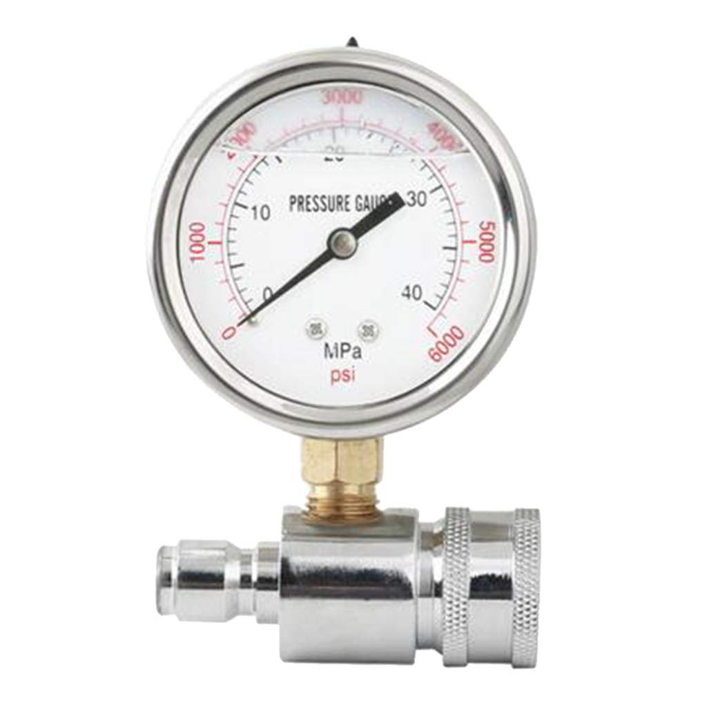 Baoblaze Manomètre et Adaptateur pour Nettoyeurs Haute Pression, 3/8 '' Quick Connect, 6000 PSI